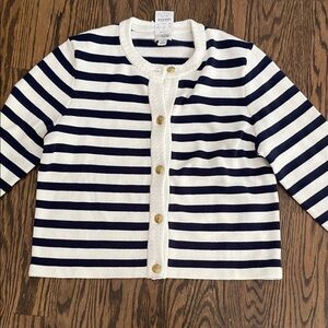 NWT J. Crew Navy and White Striped cardigan